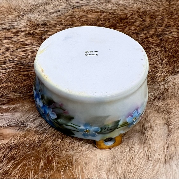 Small Germany Handpainted Iridescent Porcelain Floral Dish Bowl 1.75x2.75” - Picture 6 of 8